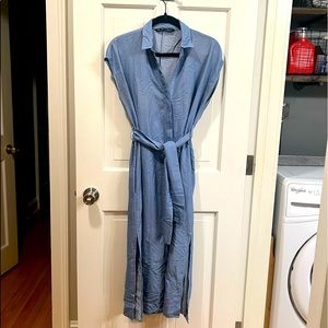 Zara denim midi dress with tie size XS